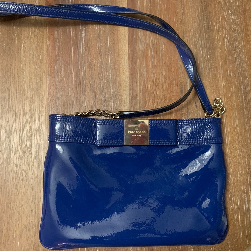 kate spade Patent Blue Bow Crossbody or Clutch